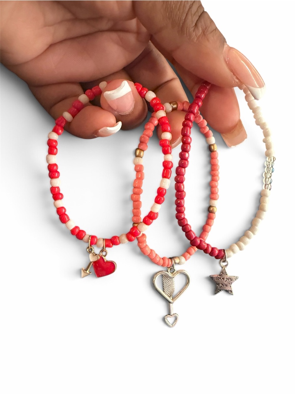 New! Jenny’s Handmade Pink/White/Red Bracelet/Gift Set- ONLY ONE SET!